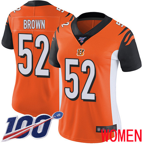 Cincinnati Bengals Limited Orange Women Preston Brown Alternate Jersey NFL Footballl #52 100th Season Vapor Untouchable->youth nfl jersey->Youth Jersey